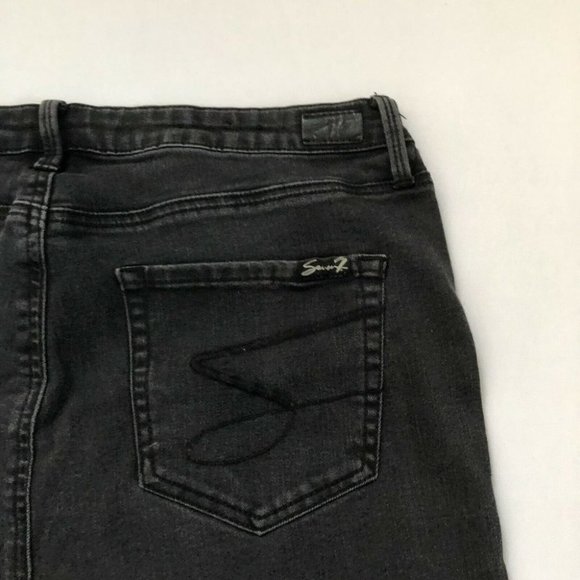 Seven7 Women's Black Dark Wash Mid Rise Skinny Jeans Regular Fit 16 34x27 - Picture 9 of 12